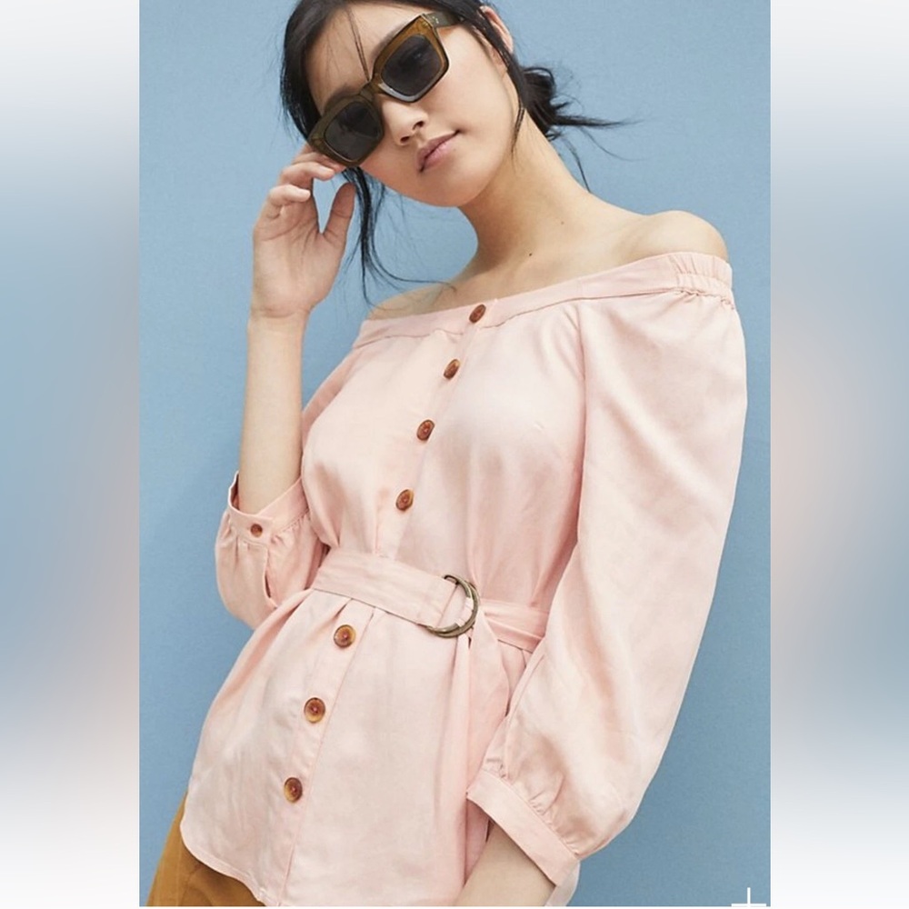 Anthropologie ALANIS BELTED BLOUSE by Maeve